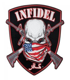 Amerikaanse ongelovige schedel en schild patch patriottische motorfiets Biker Club opstrijkbare geborduurde patch 11251225 INCH Ship7225694