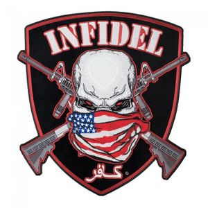 American Infidel Skull and Shield Patch Patriotic Motorcycle Biker Club Hierro en parche bordado 11.25 * 12.25 PULGADAS Envío gratis