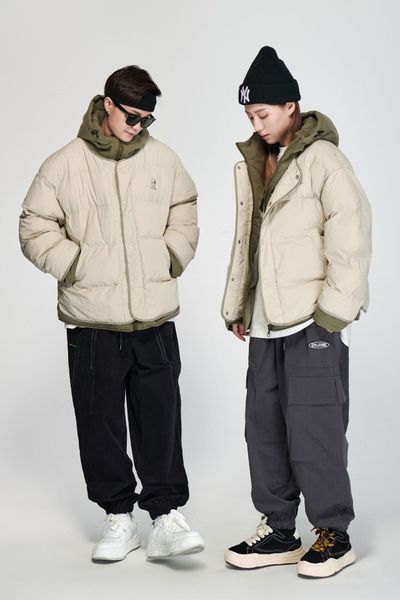 Veste de travail à capuche deux pièces pour vacances japonaises américaines, veste d'hiver épaisse en coton chaud, veste tendance