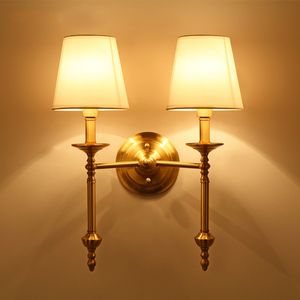 American Kung Copper LED Wall Lamp E14 6W LED's lamp Brass Lighting Fashion Slaapkamer Licht Licht Room Art Decoration Lights