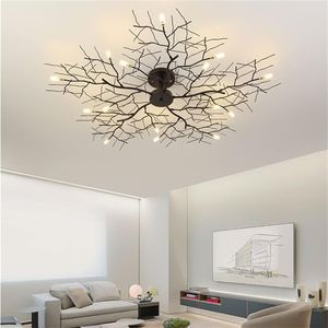 Amerikaanse LED-plafondlamp Nordic Boomtak Ijzeren Plafondverlichting voor Woonkamer Slaapkamer Kroonluchters Plafond Decor Lichtpunt289j