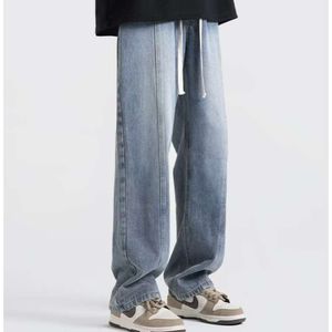 American Light Colored Jeans Men's Summer Thin Straight Tube Lower Brand Trendy Work Vêtements Pantalons longs décontractés pour hommes
