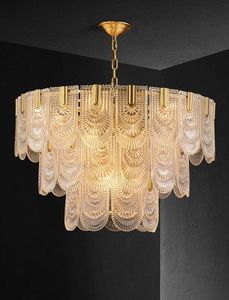 Amerikaanse luxe koper glas kristallen kroonluchter led kandelie post moderne retro woonkamer eetkamer slaapkamer plafondlamp myy