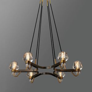 Lustre de luxe américain en cuivre RH Loft LED E14 lampes suspendues Lustre éclairage goutte pour salon