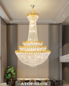 Amerikaanse luxe kristallen gouden kroonluchter hanglampen moderne grote lange hanglampen armatuur thuis villa woonkamer slaapkamer glans binnenverlichting decoratie