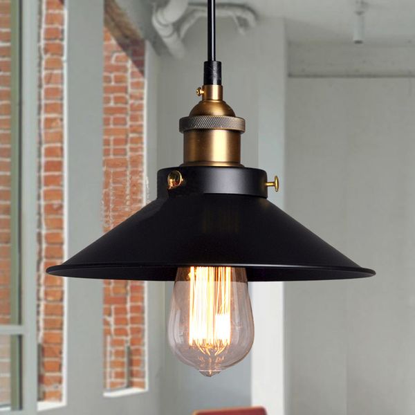 American Métal Noir Jupe Bar Compteur Pendentif Pendentif Loft American Loft Industriel Pendentif Cuisine Lampe