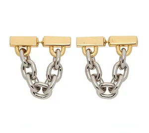 American Metal Tassel Chain Front Achterkleer oorbellen Dames Lange lichte luxe koude stijl Eenstijl voor dual-wear oorbellen