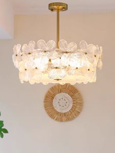 Amerikaanse moderne plafondlampen Franse romantische kroonluchter Plafondverlichting armatuur Luxe glazen bloemen Home Art Deco Lamparas Slaapkamer Woonkamer Eetkamer Luminarias