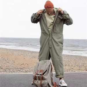 Amerikaanse Multi-Pocket Cargo Jumpsuit Revers Katoen Overalls Hip Hop Streetwear Losse Broek Green Black Freight Broeken Heren