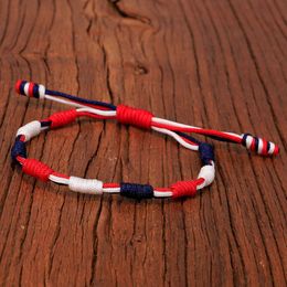 Armband zum amerikanischen Nationalfeiertag, verstellbar, handgewebt, Rot, Weiß, Blau, Flagge, Farbe, gemischt, unabhängiger Tag, Armreifen für Damen und Herren, Boho-Accessoires im Großhandel