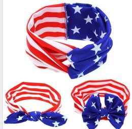 Amerikaanse nationale vlag baby kinderen haaraccessoires kinderen hoofdtooi baby bowknot haarspeld baby haar clip schattig meisje hoofdbanden hoofd sjaals