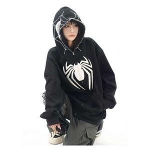 Amerikaanse niche-ontwerp Spider Man-print hoodie met vest met ritssluiting herfststraat losse jas