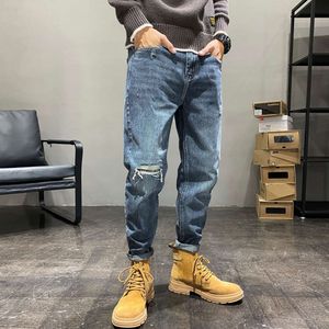 American Patched Distressed Jeans, losse herfst- en winterlange broek voor heren, Beggar Trend Brand Harlan Carrot Pants, Dad Trend