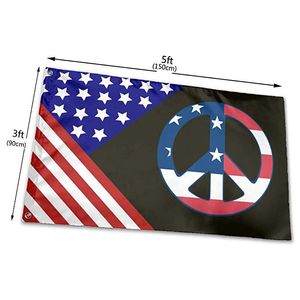 Symbole de la paix américaine drapeau extérieur couleur vive résistant aux UV double couture bannière de décoration 90x150cm impression numérique en gros