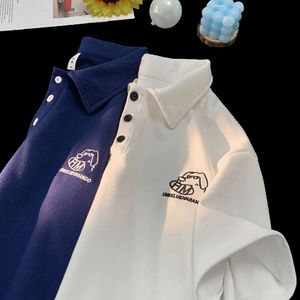 Polo américain, style minimaliste d'été pour hommes, broderie lâche pour hommes, t-shirt à manches courtes pour hommes