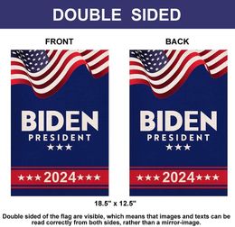 Amerikaanse president Biden 2024 tuinvlaggen dubbelzijdige 3 lagen met blok uit stoffen sublimatie 30x45cm 100D polyester
