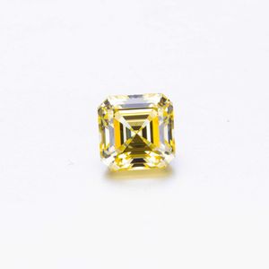 Amerikaanse kwaliteit fancy kleur geel synthetische diamant CZ ASSCHER Step Sneden 2.0ct Losse edelsteen H1015