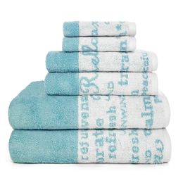 American Resort Spa Juego de toallas de baño decorativas de 6 piezas en azul Agean