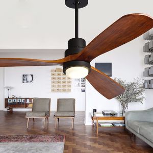 Amerikaanse retro plafond ventilator licht Nordic Moderne Dining Kamer Slaapkamer Woonkamer Restaurant Solid Wood Fan Lamp Gratis verzending