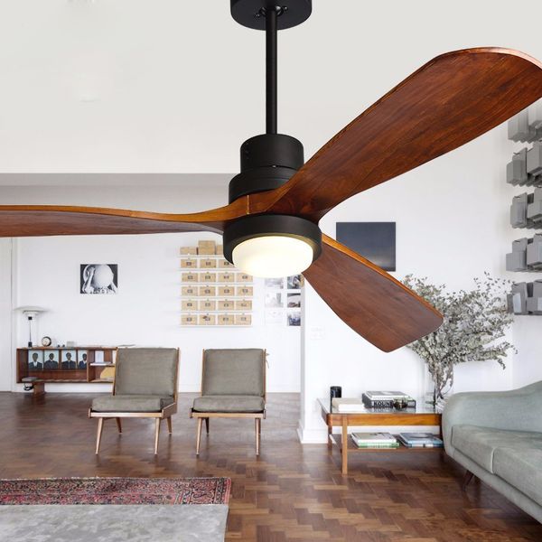 Américain rétro ventilateur de plafond lumière nordique moderne salle à manger chambre salon Restaurant en bois massif ventilateur lampe livraison gratuite