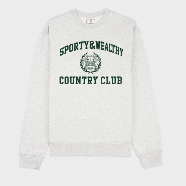 American Retro Country Club Printing Femmes en vrac Cotton Crewneck Sweatshirts Grey Grey Long Manche des années 90 Cascater Street Choters 240426