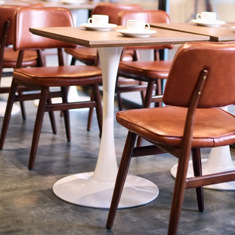 American Retro Kitchen Chair lederen eetkamerstoelen verdikt comfortabel restaurantstoel veelzijdige scène modern meubilair