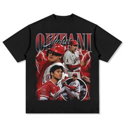 T-shirt à manches courtes imprimé baseball d'été rétro américain pour hommes