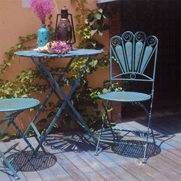 Table et chaises pliantes en plein air rétro américaines pour la table de loisirs de balcon de maison de campagne