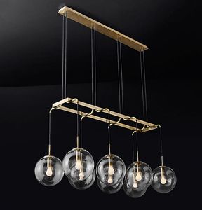 Américain rétro RH Loft droit Led lustre métal verre Globes nuances pendentif lustre luminaires 90-260 V MYY