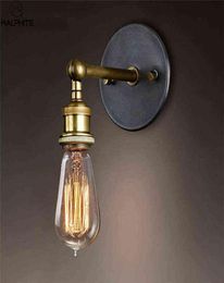 Aplique retro americano Lámparas de pared Luces de loft vintage E27 Bombilla chapada en hierro Retro Industrial Decoración para el hogar Accesorios de iluminación luminaria H9723826