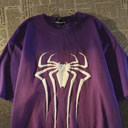 T-shirt rétro américain imprimé araignée pour femmes et hommes, ample, de rue, Dopamine, hauts d'été vintage gothique y2k, vêtements 240126
