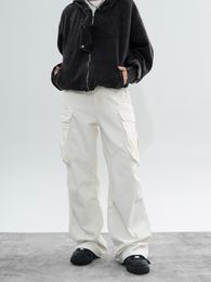 Tobos de bolsillo múltiples rectos retro estadounidenses con diseño de cintura alta para hombres y mujeres Pantalones de cargas de mareas de Spice Girls de patas de patas anchas