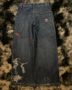 American Retro Street Hip Hop Skateboard Fashion Print Jnco High Taille Jeans Mens Y2K Loose Wide Leg Pants Dames Blue Pants 240407