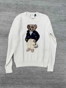 American RL Horse Riding Bear Embroidery Men Sweater Fashion Casual Loose Breien Street Vintage Pullover Streetwear Unisex T