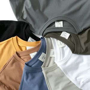 Taille américaine Hommes 100% Coton T-shirts Solide Hip Hop Haute Qualité Grand Et Grand 3D Puff Imprimer 260g Plaine Teint Respirant Tops 240318