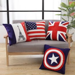 Funda de almohada de sofá americano Sala de estar de estilo europeo de arroz Mediterránea Bay Window Almohada británica poszewki na poduszki