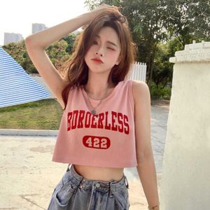 American Sports Tank T-shirt Femme Été 2023 New Spicy Girls Lettre Imprimer Court Top sans manches blouses femmes femme vêtements