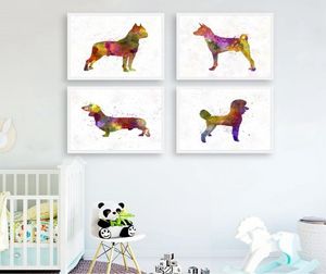 American Staffordshire Terrier aquarelle chien de compagnie affiches et impressions Basenji teckel caniche Art toile peinture mur Art Decor3551247