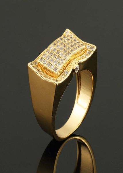 American Star Popular Personnalis Rings Men Gold Silver Ring Copper Bling Crystal Ring Hip Hop Men Bijoux pour Gift9599855