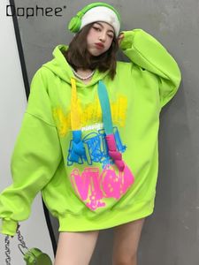 American Street 3D Graffiti Sweatshirts à capuche Femme Femme Spring Automne Labré Hoodies décontractés Médies Top Femme 240507