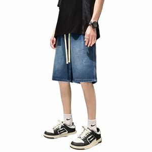 American Street Jeans Hommes Été Mince Japonais Vintage Mer Lâche Denim Shorts Femmes Baggy Cinq Points Pantalons De Survêtement 3XL C9HT #
