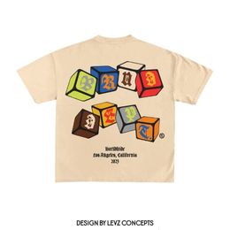 American Street Retro Personality Letter Fun Imprimé T-shirt à manches courtes Men Y2k Harajuku Couple de mode décontracté TOP 240322