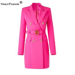 Style américain automne élégant couleur fluorescente rue dame Blet Blazer robe femmes qualité Chic robes 240129