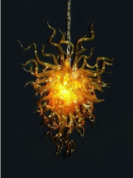 Lámparas de estilo americano Candelabros Luces de ventilador de techo Luz de arte contemporáneo Bombillas LED Iluminación colgante de vidrio dorado soplado a mano