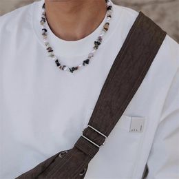 Amerikaanse stijl gemalen stenen ketting voor mannen/vrouwenliefhebbers trend kleurrijke sleutelbeen keten hiphop menigte ins netrode accessoires