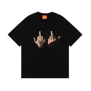 American Style Daimful Finger Short Sheeved T-shirt voor mannen oversized hiphop oversized Men Summer Trendy Brand Fat Man Pure Cotton Half Sheeved