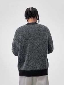 Cardigan tricoté de style américain pour hommes, pull épais à col en v, tendance