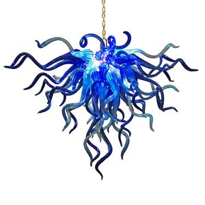 Lampes suspendues de style américain couleur bleue décoration de la maison source de lumière à économie d'énergie lustre en verre soufflé à la main nordique 28 par 24 pouces