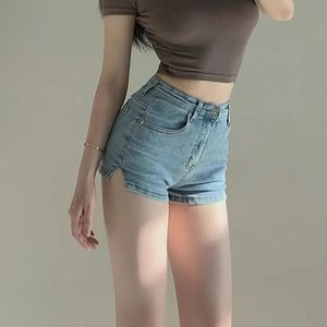 American Style Split Fit Denim Shorts For Womens Summer Spicy Girl High Tailed Slimming Pants 240523