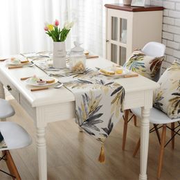 Camino de mesa de estilo americano, mantel moderno para el hogar, cubierta de armario para mesa de té, estampado de hojas, decoración de boda, corredor, camino de mesa